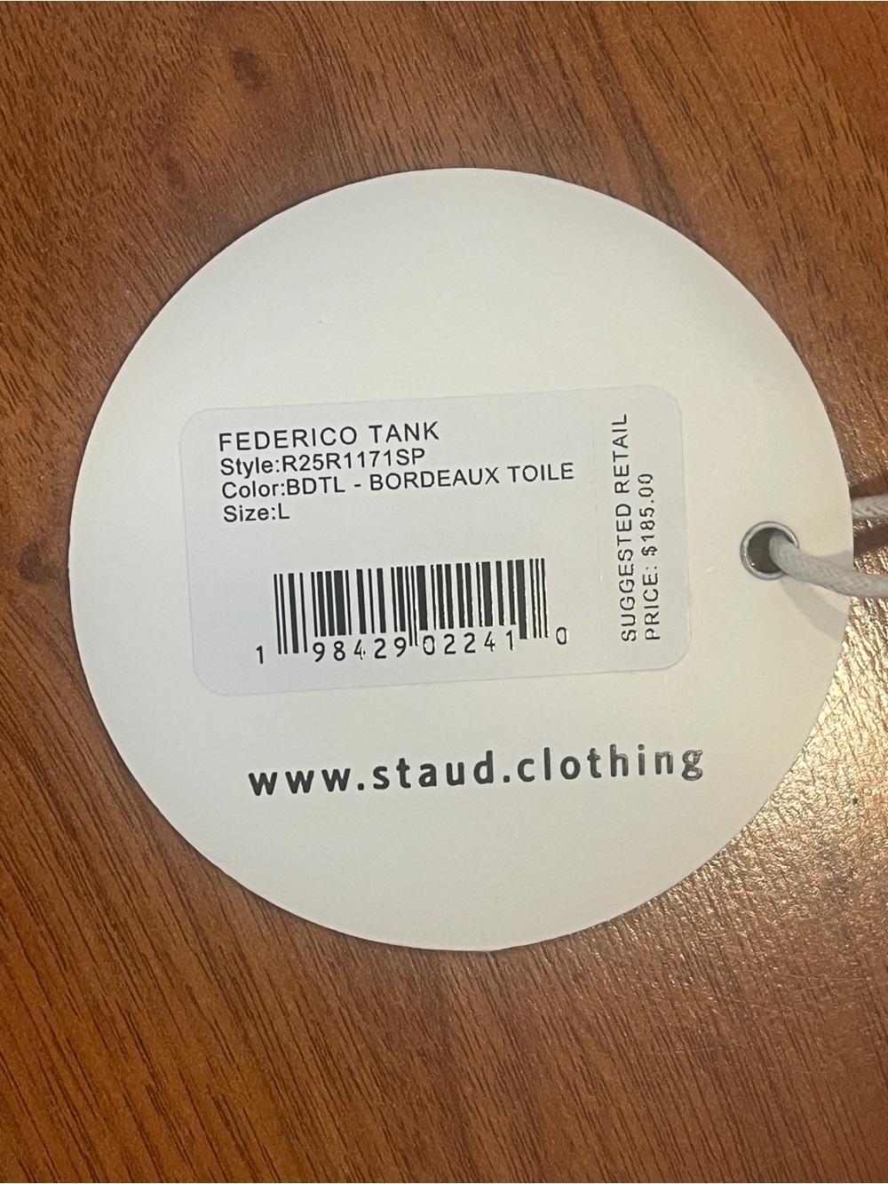 STAUD Federico tank Bordeaux Toile - Size L - NWT - Picture 5 of 5